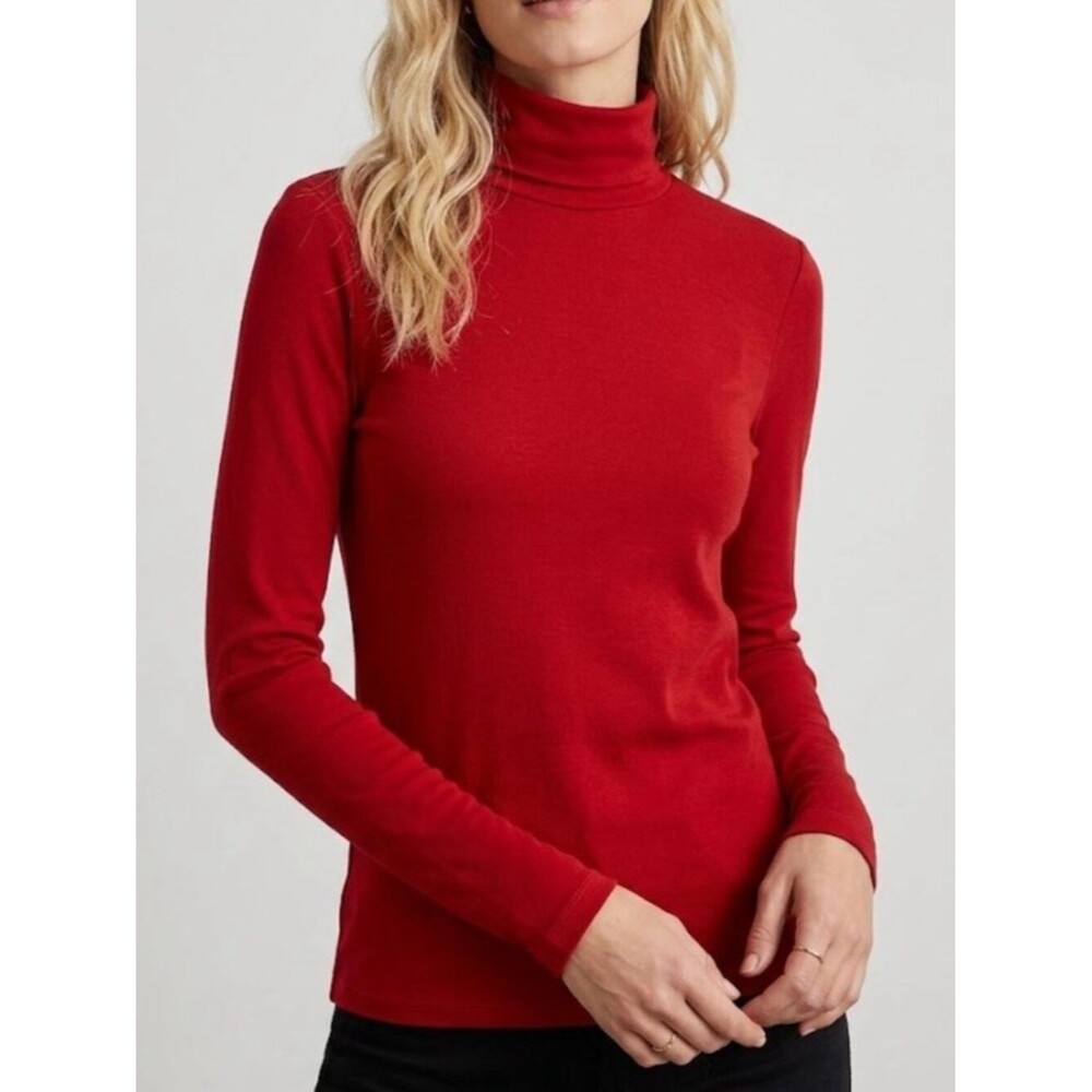 Madewell NWT Cashmere Wool Blend Red Turtleneck Long-Sleeve Top High Neck Red